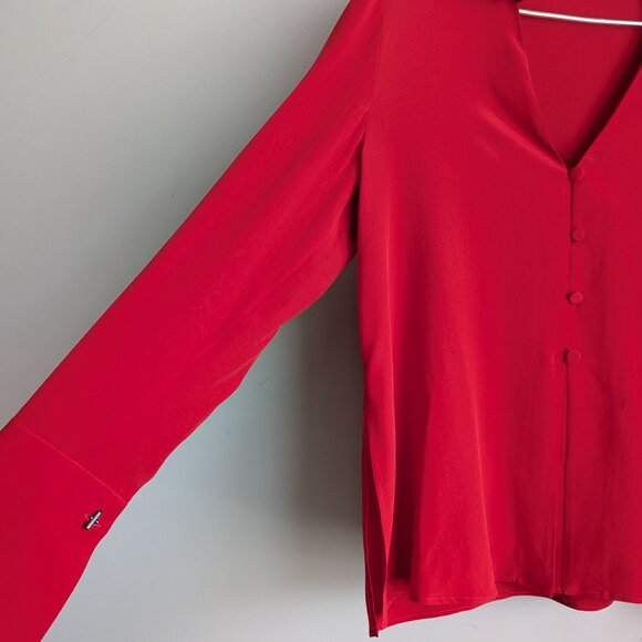 Fendi Embroidered button down shirt in red silk crepe de chine - Picture 9 of 16